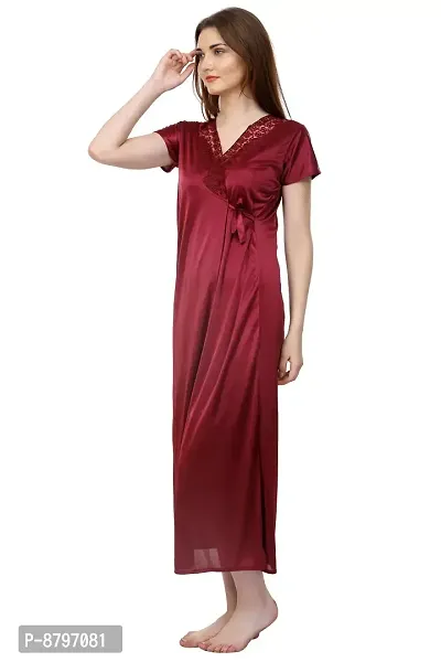 Attractive Solid Satin  Nighty And  Robe For Women-thumb5