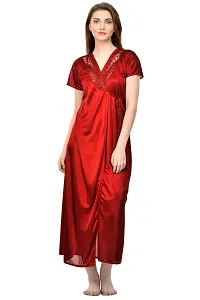 Attractive Solid Satin  Nighty And  Robe  For Women-thumb4