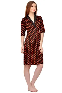 Attractive Polka Print Satin  Nighty And  Robe For Women-thumb2