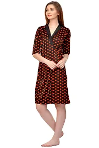 Attractive Polka Print Satin  Nighty And  Robe For Women-thumb3