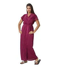 Attractive Solid Satin  Nighty And  Robe For Women-thumb2