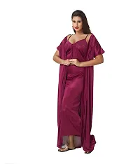 Attractive Solid Satin  Nighty And  Robe For Women-thumb4