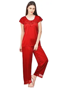 Attractive Solid Satin  Top  Pyjama and  Nighty For Women-thumb1