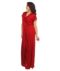 Attractive Solid Satin  Nighty  Robe For Women-thumb1