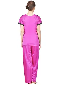 Attractive Solid Satin  Top  Payjama  Nighty For Women-thumb2