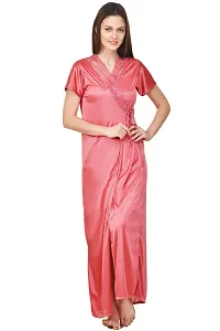 Attractive Solid Satin  Nighty And  Robe For Women-thumb2