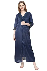 Attractive Solid Satin  Nighty And  Robe For Women-thumb2