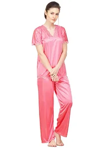 Attractive Solid Satin  Top  Pyjama and  Nighty For Women-thumb1