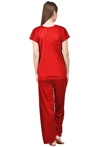 Attractive Solid Satin  Top  Payjama  Nighty For Women-thumb2