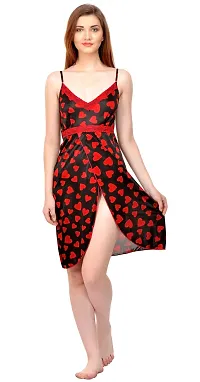 Attractive Printed Satin  Nighty and  Robe and  Bra and  Panty For Women-thumb1