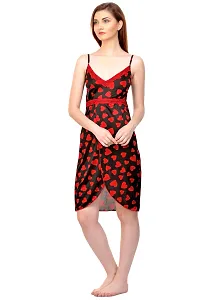 Attractive Printed Satin  Nighty and  Robe and  Bra and  Panty For Women-thumb2