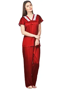 Attractive Solid Satin  Top  Pyjama and  Nighty For Women-thumb1