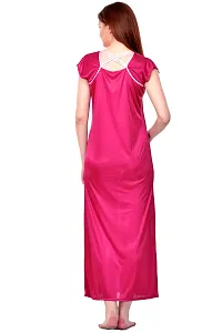 Attractive Onion Pink Satin Solid Nighty For Women-thumb3
