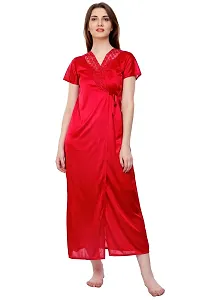 Attractive Solid Satin  Nighty And  Robe For Women-thumb1