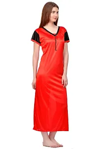 Attractive Red Satin Solid Nighty For Women-thumb1