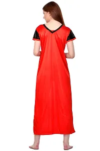 Attractive Red Satin Solid Nighty For Women-thumb3