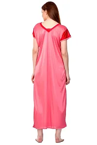 Attractive Light Pink Satin Solid Nighty For Women-thumb3