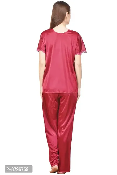 Attractive Solid Satin  Top  Pyjama and  Nighty For Women-thumb3