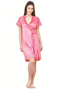 Attractive Solid Satin  Nighty And  Robe For Women-thumb2