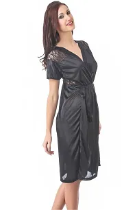 Attractive Solid Satin  Nighty  Robe For Women-thumb1