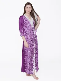 Beautiful Floral Printed Satin Nighty and Robe Set For Women-thumb3