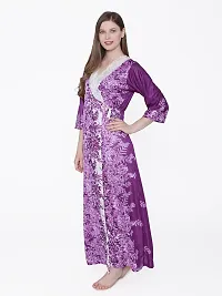 Beautiful Floral Printed Satin Nighty and Robe Set For Women-thumb4