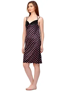 Attractive Polka Print Satin  Nighty And  Robe For Women-thumb2