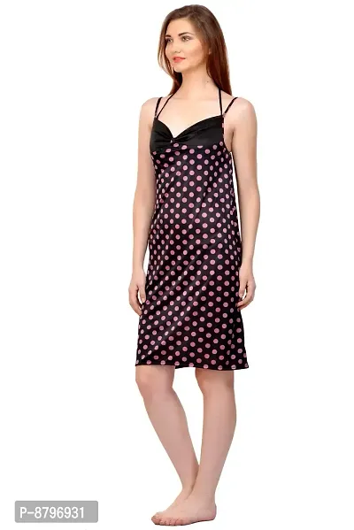 Attractive Polka Print Satin  Nighty And  Robe For Women-thumb3