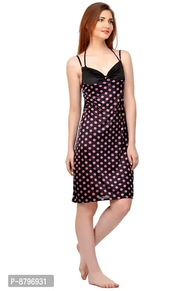 Attractive Polka Print Satin  Nighty And  Robe For Women-thumb4