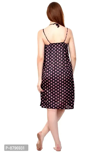 Attractive Polka Print Satin  Nighty And  Robe For Women-thumb5