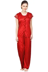 Attractive Solid Satin  Top  Pyjama and  Nighty For Women-thumb1