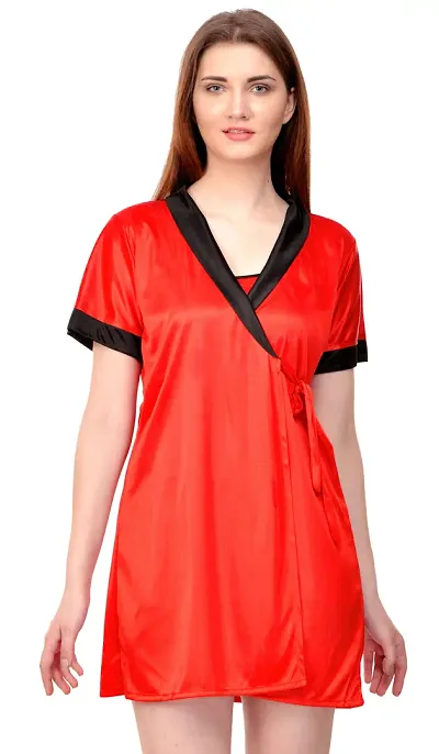 Attractive Satin Solid Robe For Women