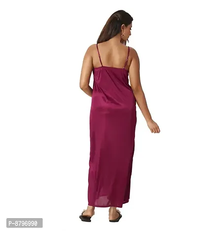 Attractive Solid Satin  Nighty  Robe For Women-thumb3