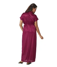 Attractive Solid Satin  Nighty  Robe For Women-thumb3