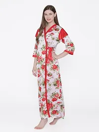 Beautiful Floral Printed Satin Nighty and Robe Set For Women-thumb3