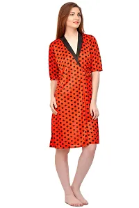 Attractive Polka Print Satin  Nighty And  Robe For Women-thumb2