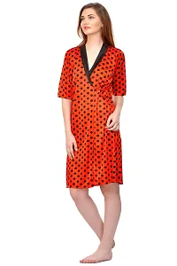 Attractive Polka Print Satin  Nighty And  Robe For Women-thumb3