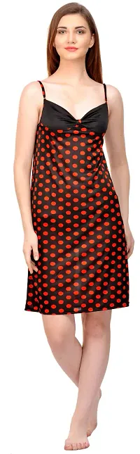 Attractive Polka Print Satin  Nighty And  Robe For Women-thumb1