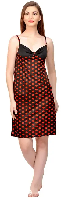 Attractive Polka Print Satin  Nighty And  Robe For Women-thumb2