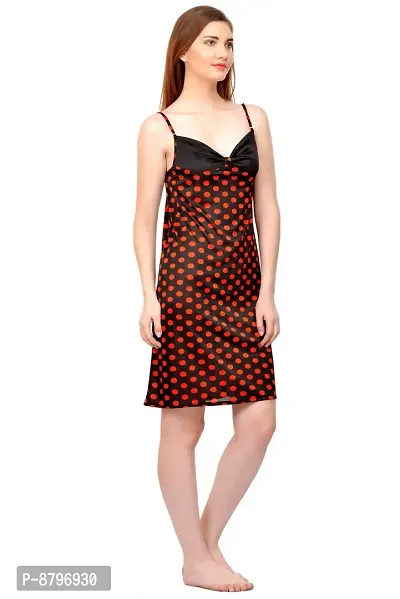 Attractive Polka Print Satin  Nighty And  Robe For Women-thumb3