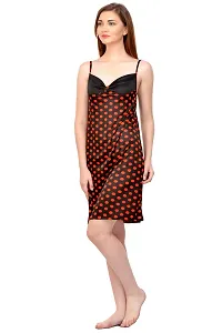 Attractive Polka Print Satin  Nighty And  Robe For Women-thumb3