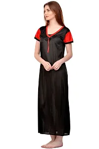 Attractive Black Satin Solid Nighty For Women-thumb1