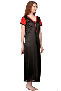 Attractive Black Satin Solid Nighty For Women-thumb2