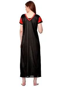 Attractive Black Satin Solid Nighty For Women-thumb3