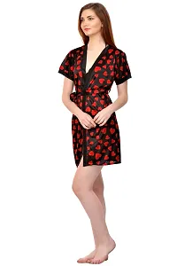 Attractive Black And Maroon Satin Printed Robe For Women-thumb1