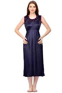 Attractive Solid Satin  nighty And  Robe For Women-thumb1