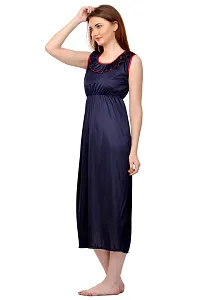 Attractive Solid Satin  nighty And  Robe For Women-thumb2