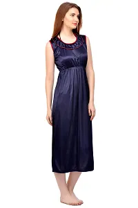 Attractive Solid Satin  nighty And  Robe For Women-thumb3