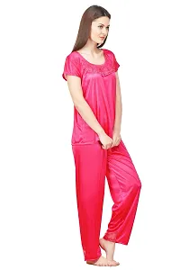 Beautiful Silky Satin Top And Pyjama Set For Women-thumb1