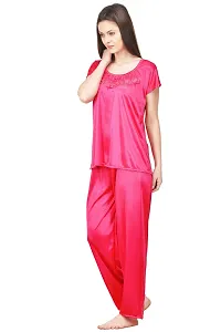 Beautiful Silky Satin Top And Pyjama Set For Women-thumb2